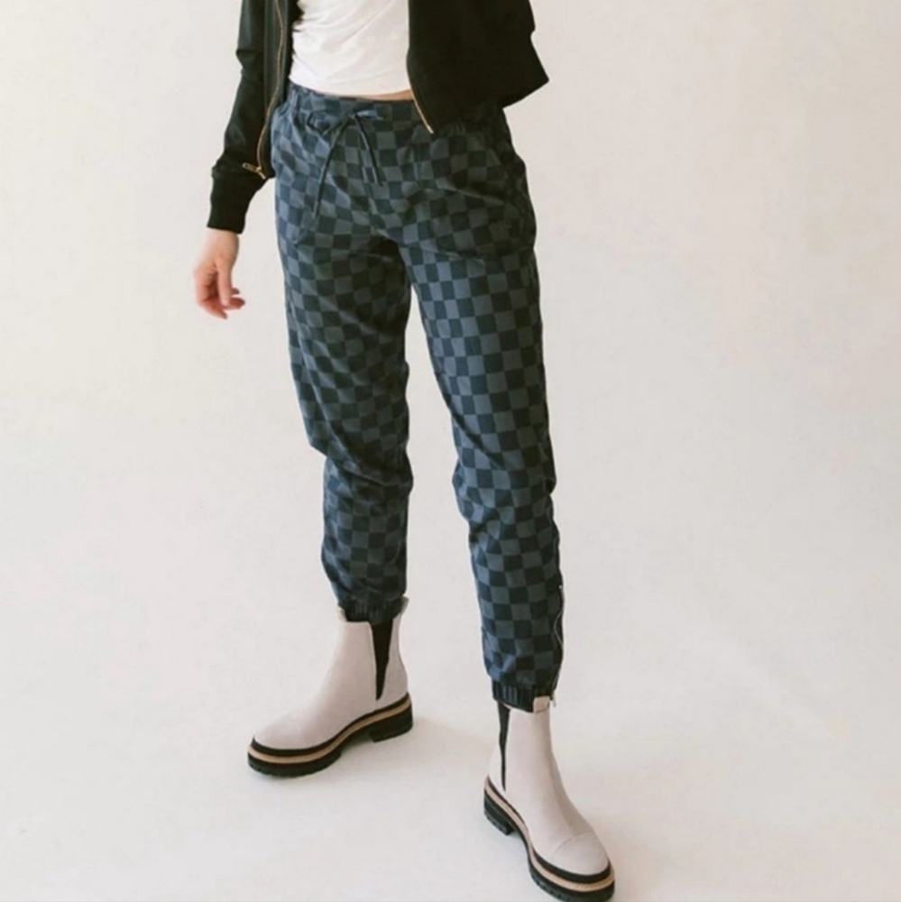 Albion | EUC Jetsetters Jogger Slate Gray Black Checkered Pants Size M